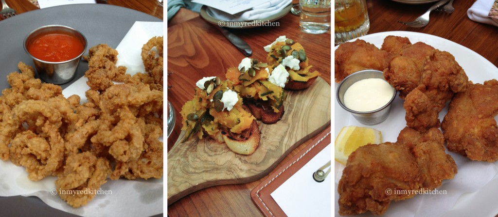 The first course: fried calamari, pumpkin toast and crispy chicken. Loved it!