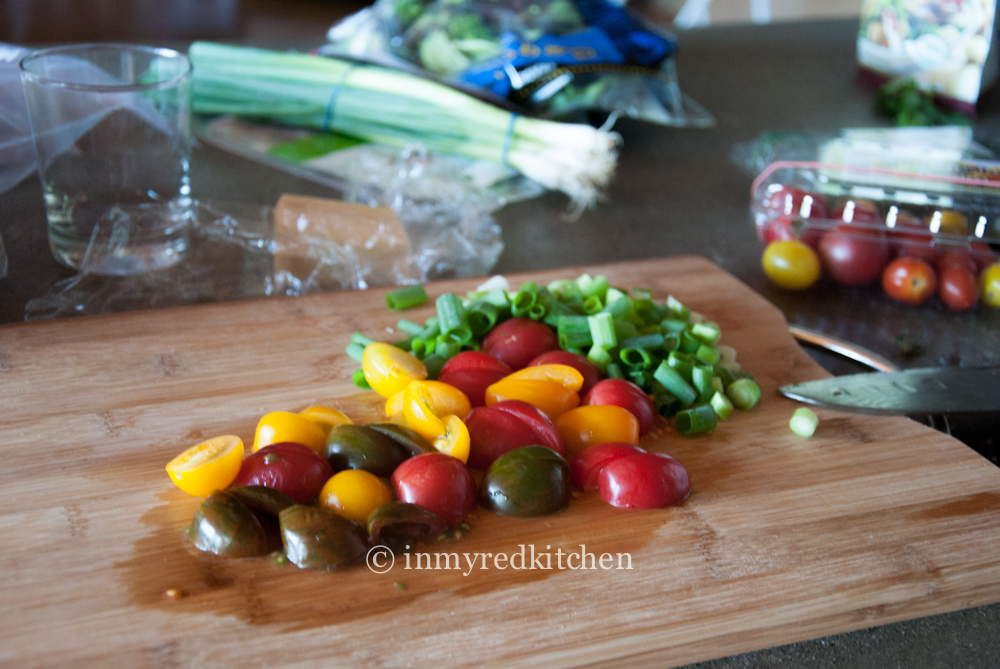 Delicious mini heirloom tomatoes for this salad