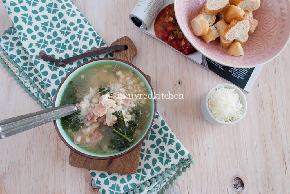 Bacon Barley Soup with Kale