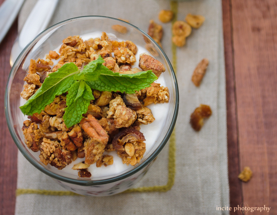 Maple pecan granola with dates