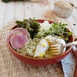Brown rice bowl with kale and a poached egg | in my Red Kitchen