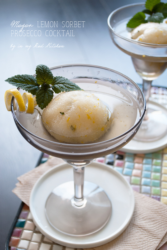 Meyer lemon sorbet prosecco cocktail