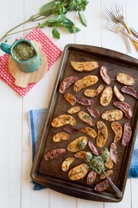 Spicy roasted potatoes with Thai basil cream sauce | in my Red Kitchen