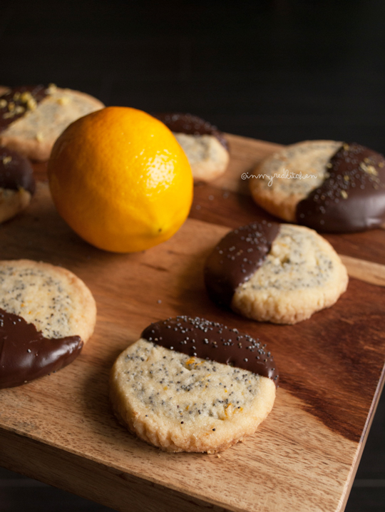 Meyer lemon poppy seed cookies with chocolate