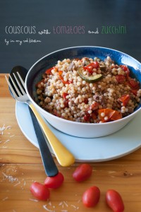 Couscous with tomatoes, zucchini and ground beef. A delicious kitchen sink meal! | by 'in my Red Kitchen'