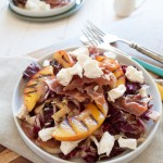 Grilled radicchio salad with prosciutto, goat cheese and sweet nectarines, best combination ever! | in my Red Kitchen