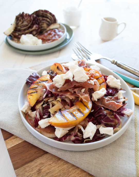 Grilled radicchio salad with prosciutto and nectarines