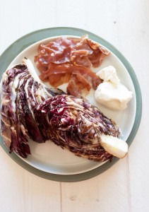 Grilled radicchio salad with prosciutto, goat cheese and sweet nectarines, best combination ever! | in my Red Kitchen