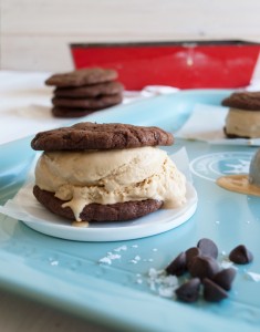 Double chocolate salted caramel ice cream sandwiches, dangerously delicious! | in my Red Kitchen