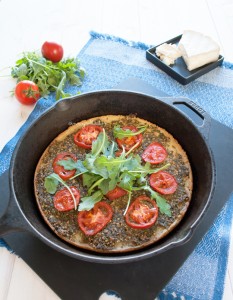 Socca with za'atar parsley pesto | in my Red Kitchen #glutenfree #pizza #chickpeas #socca