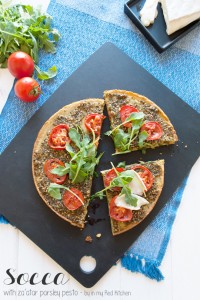 Socca with za'atar parsley pesto | in my Red Kitchen #glutenfree #pizza #chickpeas #socca