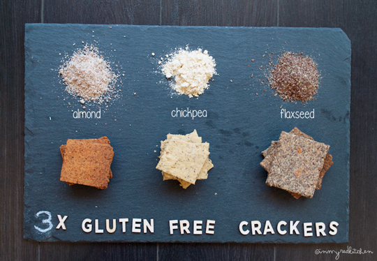 Gluten-free crackers, 3 ways