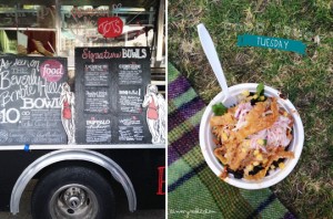 Chinese chicken & rice bowl; quick, easy and full of flavor! | in my Red Kitchen #chiciken #chinesechicken #chicken #hoisin #recipe #rice #stirfry #foodtruck #FoodTruckTuesday