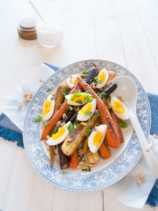 Curried roasted carrots with egg