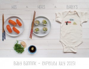 Baby announcement 'in my Red Kitchen' #sushi #baby #babyannouncement