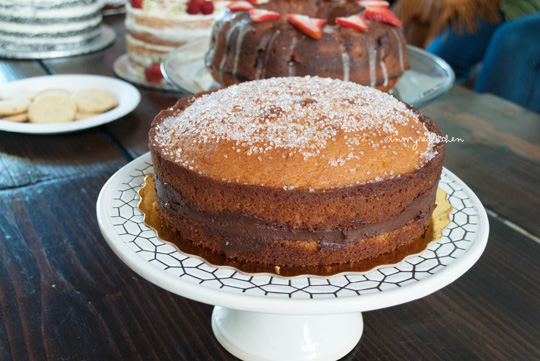 Elderflower cake with whipped chocolate ganache