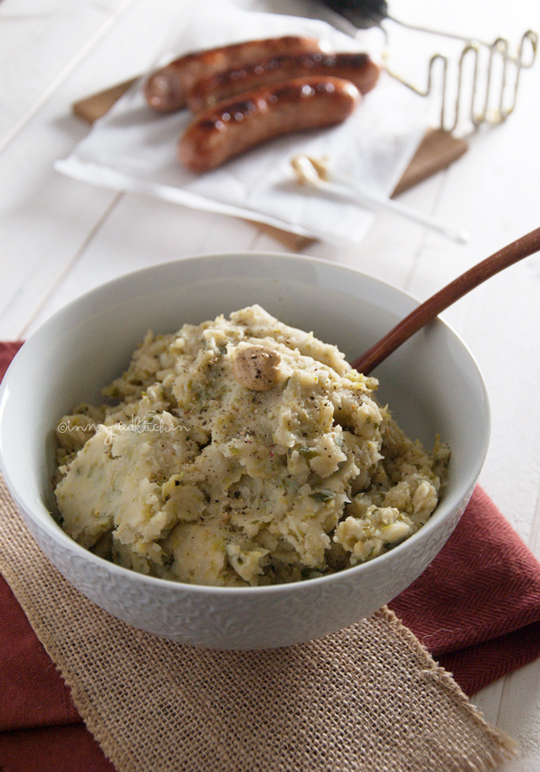 Brussels sprouts mash with roasted garlic and mustard