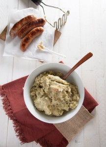 Brussels sprouts mash with roasted garlic and mustard - great side dish for Thanksgiving! | in my Red Kitchen #thanksgiving #recipe #thanksgivingdinner #spruitjesstamppot