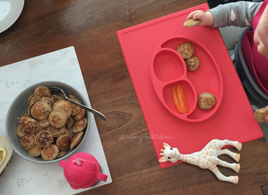 Weekend brunch for three: Dutch poffertjes (tiny buckwheat pancakes)