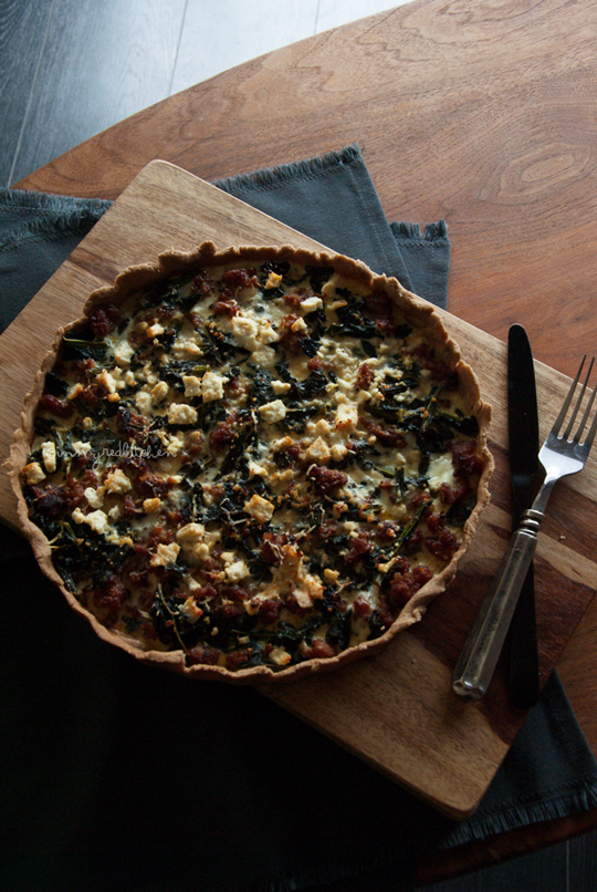 Kale and sausage quiche