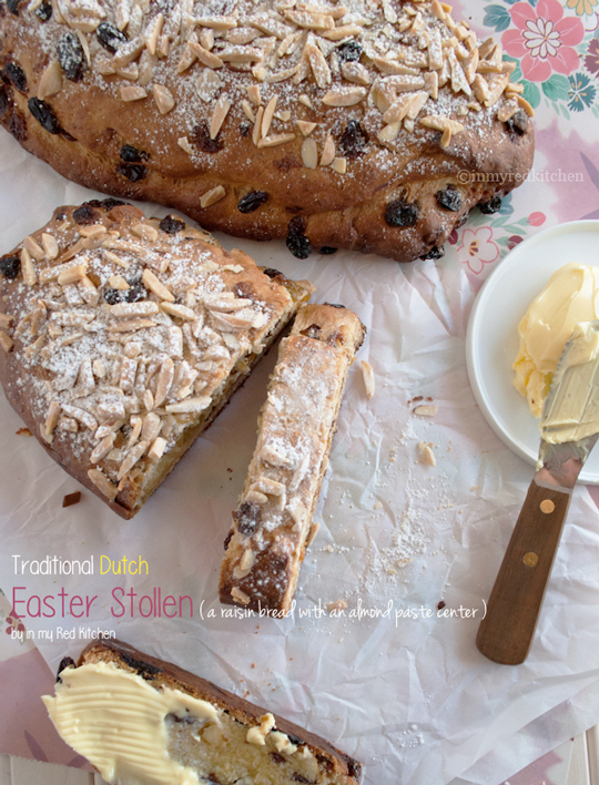 Traditional Dutch Easter bread with raisins and almond paste | in my Red Kitchen