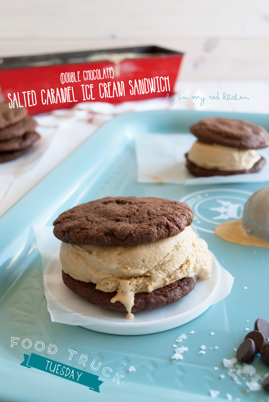 Double chocolate salted caramel ice cream sandwiches, dangerously delicious! | in my Red Kitchen