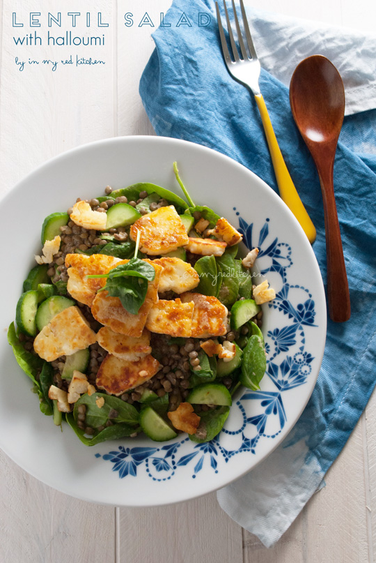 Lentil salad with halloumi | in my Red Kitchen #salad #halloumi #cheese