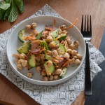 chickpea cumin salad with bacon | in my Red Kitchen #lactation #galactogogues #breastfeeding #salad #chickpeas #chickpea #bacon